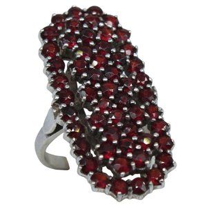 Garnet Gemstone Cluster Sterling Silver Ring sz 7.5